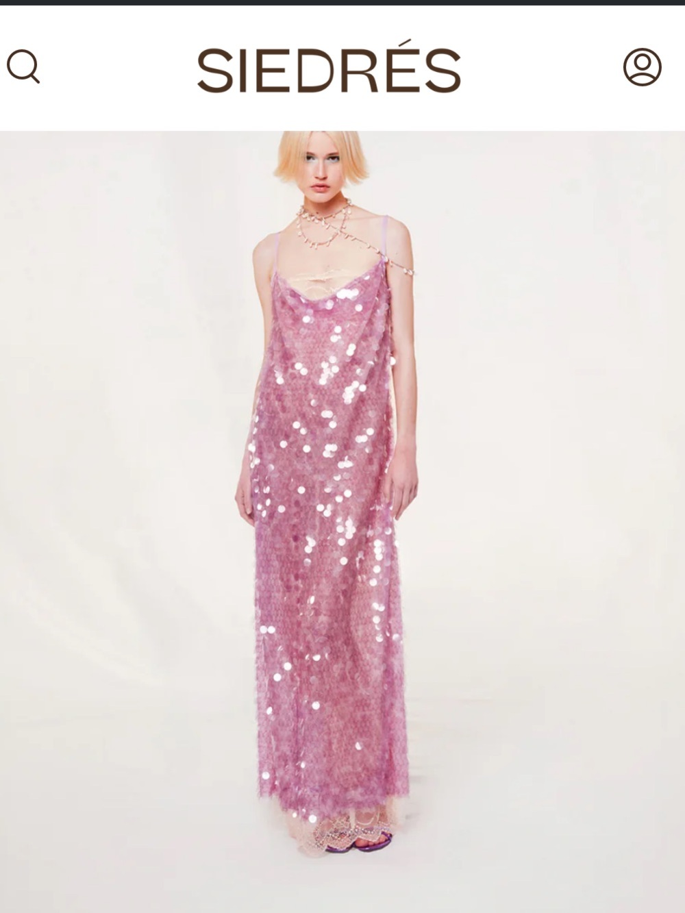 SIEDRES Kebi Lavender Sequin Maxi Slip Dress S/36 - Picture 2 of 2